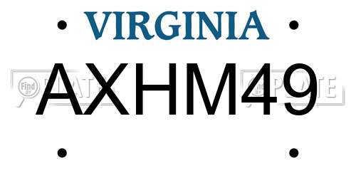 AXHM49 Virginia License Plate