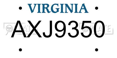 AXJ9350 Virginia License Plate