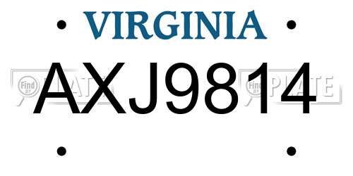 AXJ9814 Virginia License Plate