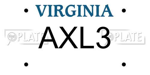 AXL3 Virginia License Plate