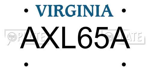 AXL65A Virginia License Plate