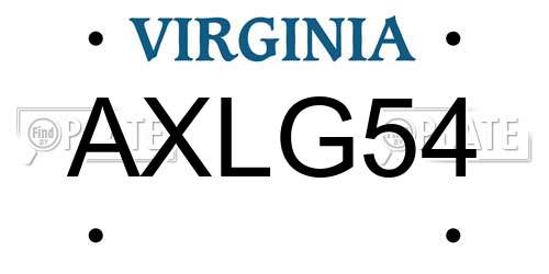 AXLG54 Virginia License Plate