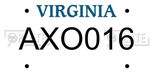 AXO016 Virginia License Plate