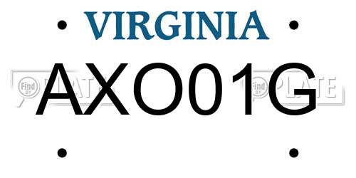 AXO01G Virginia License Plate