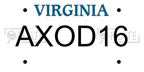AXOD16 Virginia License Plate