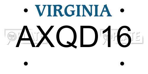 AXQD16 Virginia License Plate