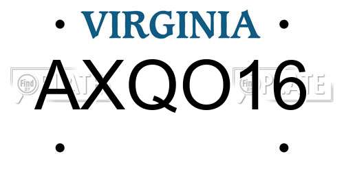 AXQO16 Virginia License Plate