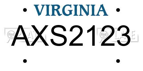 AXS2123 Virginia License Plate