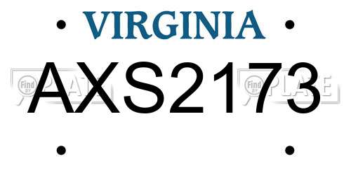 AXS2173 Virginia License Plate