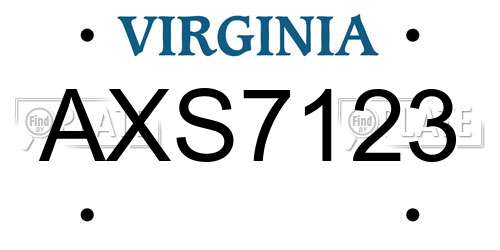 AXS7123 Virginia License Plate