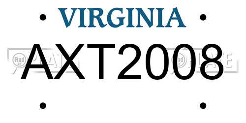 AXT2008 Virginia License Plate