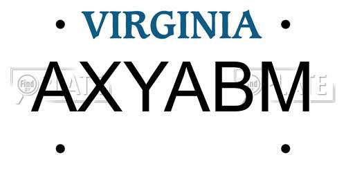 AXYABM Virginia License Plate