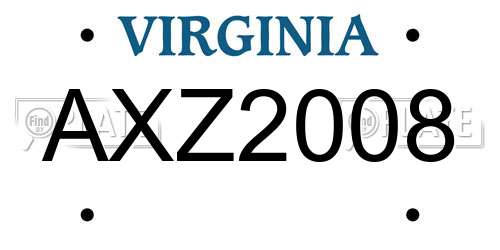 AXZ2008 Virginia License Plate