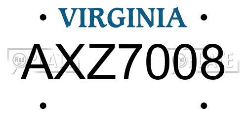 AXZ7008 Virginia License Plate