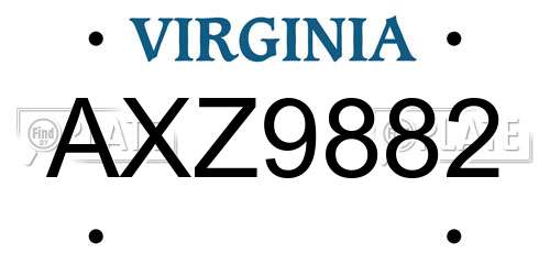 AXZ9882 Virginia License Plate