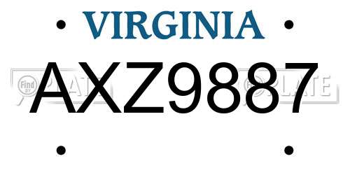 AXZ9887 Virginia License Plate