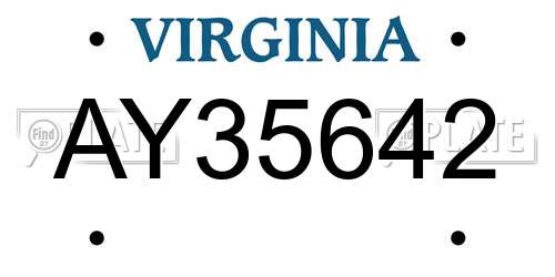 AY35642 Virginia License Plate