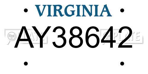 AY38642 Virginia License Plate
