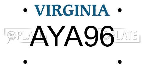 AYA96 Virginia License Plate