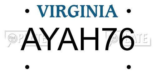 AYAH76 Virginia License Plate