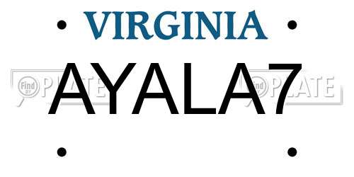 AYALA7 Virginia License Plate