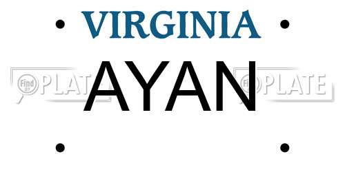 AYAN Virginia License Plate