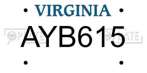 AYB615 Virginia License Plate