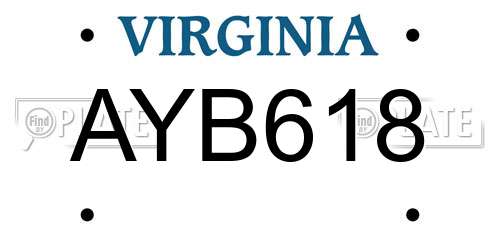 AYB618 Virginia License Plate