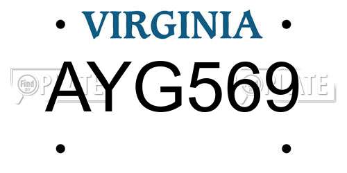AYG569 Virginia License Plate