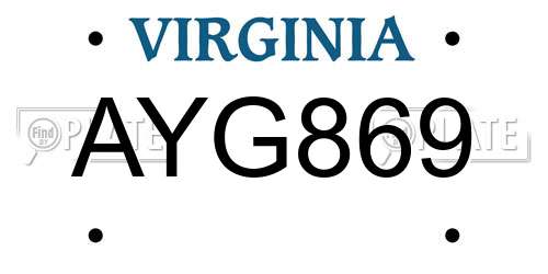 AYG869 Virginia License Plate