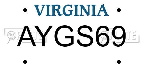 AYGS69 Virginia License Plate
