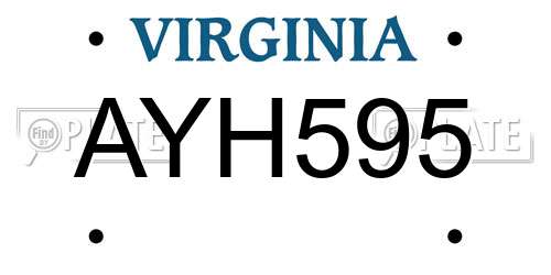 AYH595 Virginia License Plate