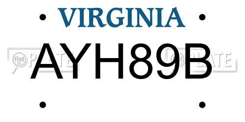 AYH89B Virginia License Plate