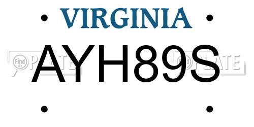 AYH89S Virginia License Plate