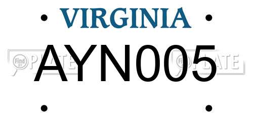 AYN005 Virginia License Plate