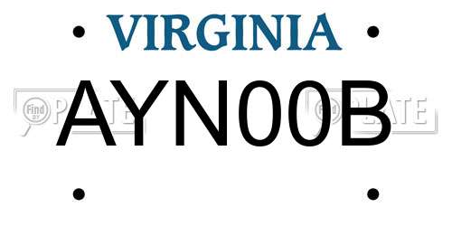 AYN00B Virginia License Plate