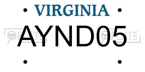 AYND05 Virginia License Plate