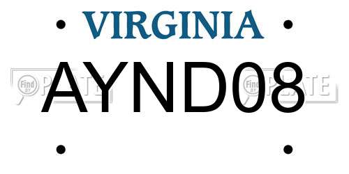 AYND08 Virginia License Plate