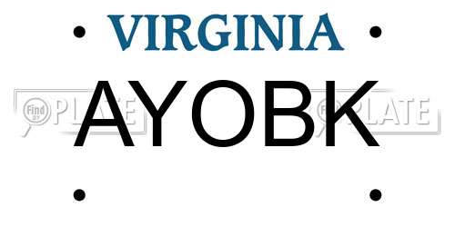AYOBK Virginia License Plate
