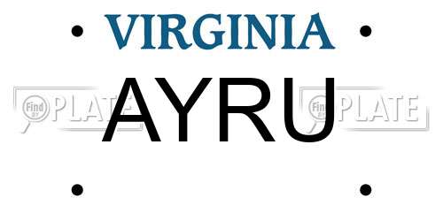 AYRU Virginia License Plate