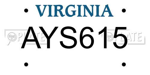 AYS615 Virginia License Plate