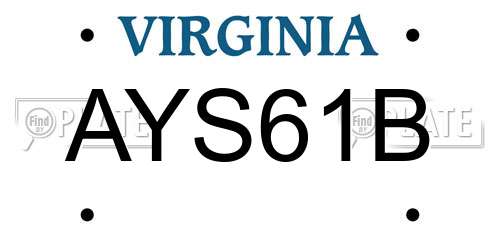 AYS61B Virginia License Plate