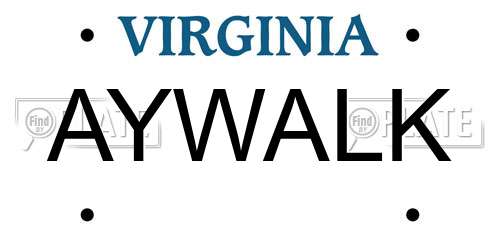 AYWALK Virginia License Plate