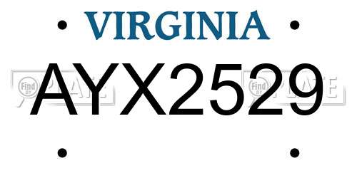AYX2529 Virginia License Plate