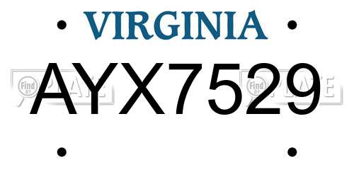 AYX7529 Virginia License Plate