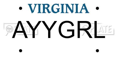 AYYGRL Virginia License Plate