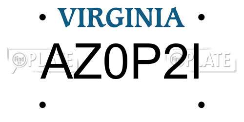 AZ0P2I Virginia License Plate