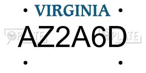 AZ2A6D Virginia License Plate