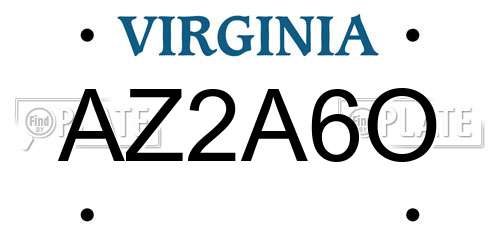 AZ2A6O Virginia License Plate