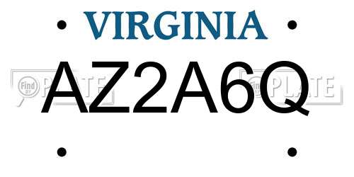 AZ2A6Q Virginia License Plate